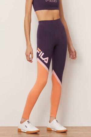 FILA Roxy High Waisted Leggings Purple,Womens Clothing | CA.ELTZRH876